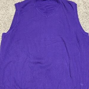 Alan Flusser Royal V-Neck Ribbed Cotton Sweater Vest